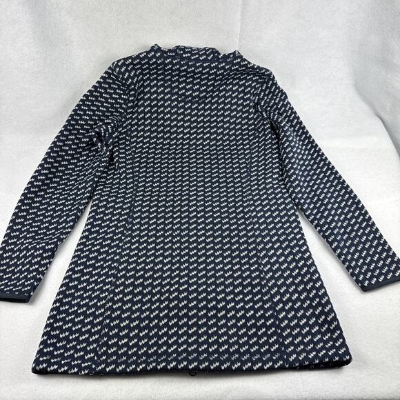 LL Bean Jacket Womens Medium Blue Birdseye Sweater Fleece Coat Full Zip Hood - Picture 7 of 7